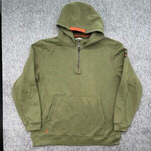 BRUNT Hoodie Mens 2XL Olive Green Workwear Shelvin 1/4 Zip Up Pullover